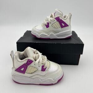 Nike Jordan 4 Retro TD White Hyper Violet Sneakers Shoes Baby Toddler 4C